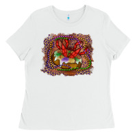 White Mardi gras king cake crawfish Ladies Tee - RanaPortraitStore
