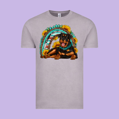 Rottweiler  Rainbow Vintage Tee Designed By Artiststas