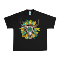 Black boho bullskull with sunflower and gemstone Urban Heavy Tee - Artiststas
