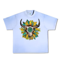 Grape Ice boho bullskull with sunflower and gemstone Urban Heavy Tee - Artiststas