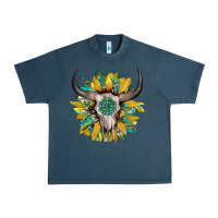 Midnight Navy boho bullskull with sunflower and gemstone Urban Heavy Tee - Artiststas
