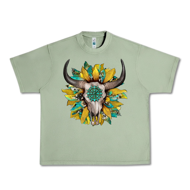 Boho Bullskull With Sunflower And Gemstone Urban Heavy Tee by Artiststas | Teevron