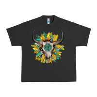 Pigment Black boho bullskull with sunflower and gemstone Urban Heavy Tee - Artiststas