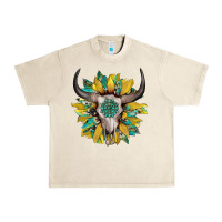 Sandshell boho bullskull with sunflower and gemstone Urban Heavy Tee - Artiststas