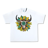 White boho bullskull with sunflower and gemstone Urban Heavy Tee - Artiststas