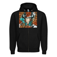 Black Western with bull skull Zipper Hoodie - NancyCooperArtShop