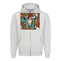 Western With Bull Skull Zipper Hoodie | Teevron