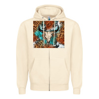 Sandshell Western with bull skull Zipper Hoodie - NancyCooperArtShop