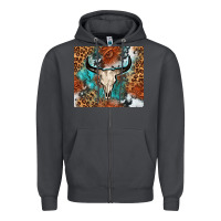 Smoke Western with bull skull Zipper Hoodie - NancyCooperArtShop