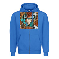 True Royal Western with bull skull Zipper Hoodie - NancyCooperArtShop
