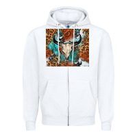 White Western with bull skull Zipper Hoodie - NancyCooperArtShop
