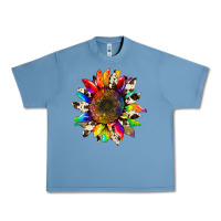 Pebble Blue tie dye sunflower with cowhide Urban Heavy Tee - Artiststas