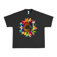 Pigment Black tie dye sunflower with cowhide Urban Heavy Tee - Artiststas