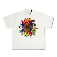 Pistachio tie dye sunflower with cowhide Urban Heavy Tee - Artiststas