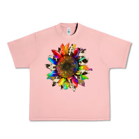 Salmon tie dye sunflower with cowhide Urban Heavy Tee - Artiststas