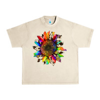 Sandshell tie dye sunflower with cowhide Urban Heavy Tee - Artiststas