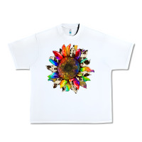 White tie dye sunflower with cowhide Urban Heavy Tee - Artiststas