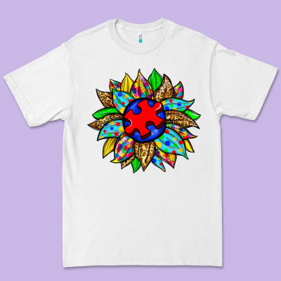 Autism Sunflower Premium Tee Designed By Zillion Design Studio