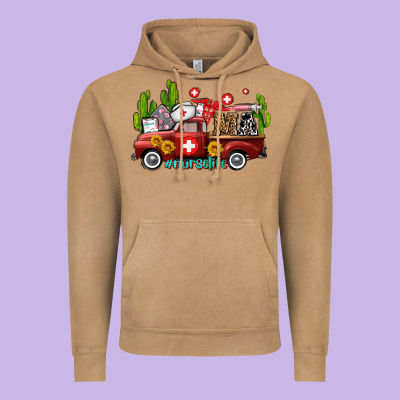 Ma Medical Assistant Nurse Truck With Cactus And Sunflowers Vintage Hoodie Designed By Adodesignshop