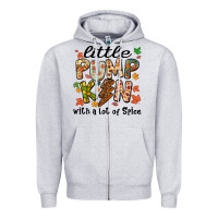 Heather Grey little pumpkin with a lot of spice Zipper Hoodie - MaliasSmallBusiness