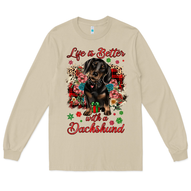 Christmas Life Is Better With A Dachshund Long Sleeve Tee by JahusDesignShop | Teevron