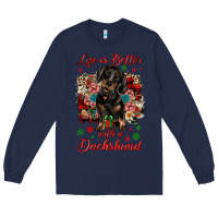 Navy Christmas life is better with a dachshund Long Sleeve Tee - JahusDesignShop