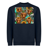 Navy long haired shaggy cow western Heavyweight Sweatshirt - Jasminsmagicworld