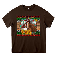 Chocolate Brown christmas farm and horse Heavy Core Tee - RanaPortraitStore