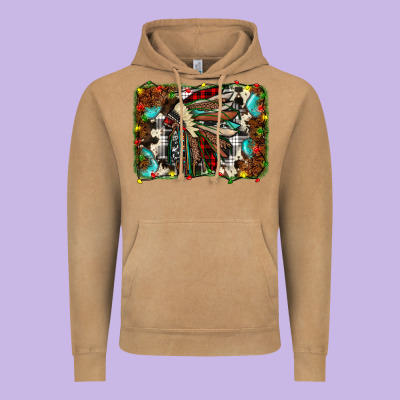 Christmas Indian Headdress Vintage Hoodie Designed By Jahusdesignshop
