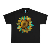 Black sunflower with leopard and turquoise Urban Heavy Tee - Artiststas