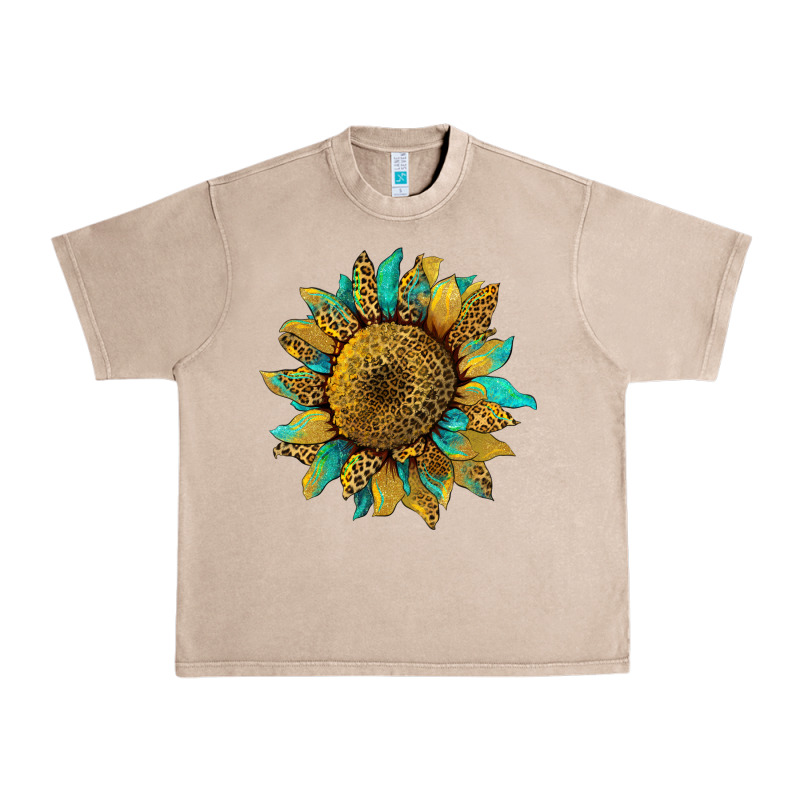 Sunflower With Leopard And Turquoise Urban Heavy Tee by Artiststas | Teevron