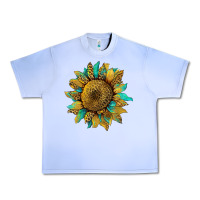 Grape Ice sunflower with leopard and turquoise Urban Heavy Tee - Artiststas