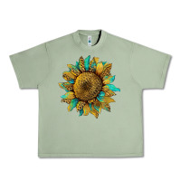 Oil Green sunflower with leopard and turquoise Urban Heavy Tee - Artiststas