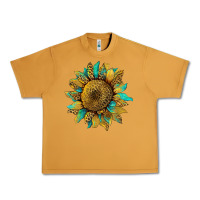 Peanut Butter sunflower with leopard and turquoise Urban Heavy Tee - Artiststas