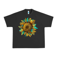 Pigment Black sunflower with leopard and turquoise Urban Heavy Tee - Artiststas
