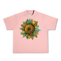 Salmon sunflower with leopard and turquoise Urban Heavy Tee - Artiststas