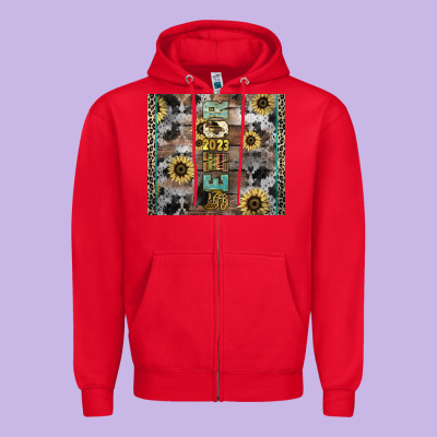 Senior 2023 Western Zipper Hoodie Designed By Nancycooperartshop