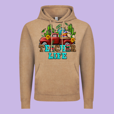 Teacher Life Western Truck And Books Vintage Hoodie Designed By Adodesignshop