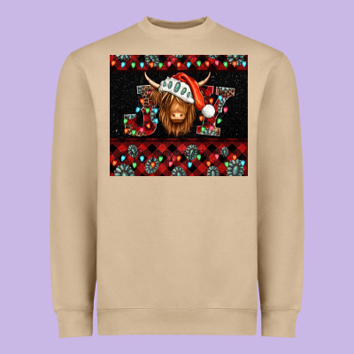 Joy Shaggy Cow Christmas Heavyweight Sweatshirt Designed By Jasminsmagicworld