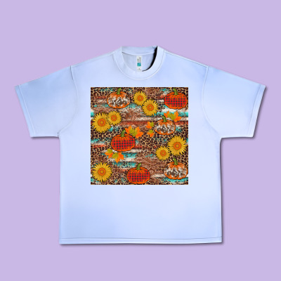 Pumpkin Plaid Sunflower Seamless Min Urban Heavy Tee Designed By Adodesignshop