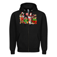 Black Santa coffee cups Zipper Hoodie - NancyCooperArtShop