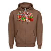 Chestnut Santa coffee cups Zipper Hoodie - NancyCooperArtShop