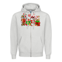 Dove Grey Santa coffee cups Zipper Hoodie - NancyCooperArtShop