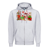 Heather Grey Santa coffee cups Zipper Hoodie - NancyCooperArtShop