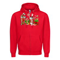 Red Santa coffee cups Zipper Hoodie - NancyCooperArtShop