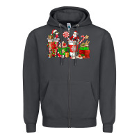 Smoke Santa coffee cups Zipper Hoodie - NancyCooperArtShop