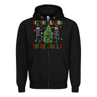 Black Tis' the season to be Jolly Zipper Hoodie - NancyCooperArtShop