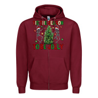 Burgundy Tis' the season to be Jolly Zipper Hoodie - NancyCooperArtShop