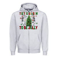 Heather Grey Tis' the season to be Jolly Zipper Hoodie - NancyCooperArtShop