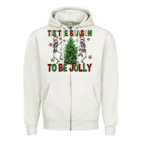Oatmeal Heather Tis' the season to be Jolly Zipper Hoodie - NancyCooperArtShop
